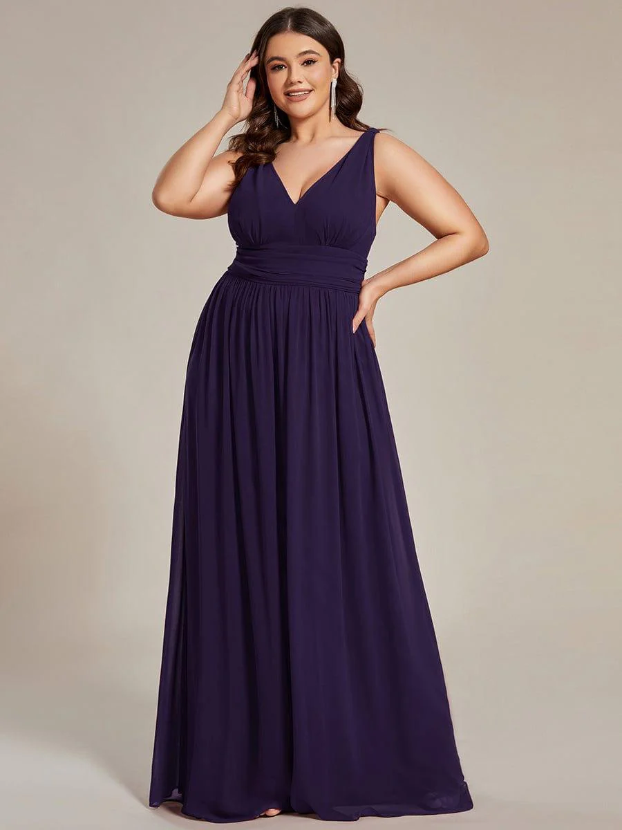 ever HUSH|V Neck Sleeveless Pleated Chiffon Evening Dress - Image 43