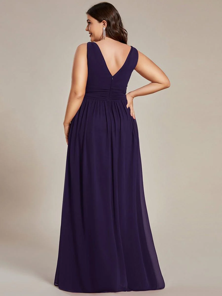 ever HUSH|V Neck Sleeveless Pleated Chiffon Evening Dress - Image 44