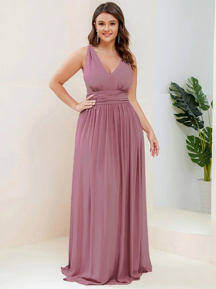 ever HUSH|V Neck Sleeveless Pleated Chiffon Evening Dress - Image 50