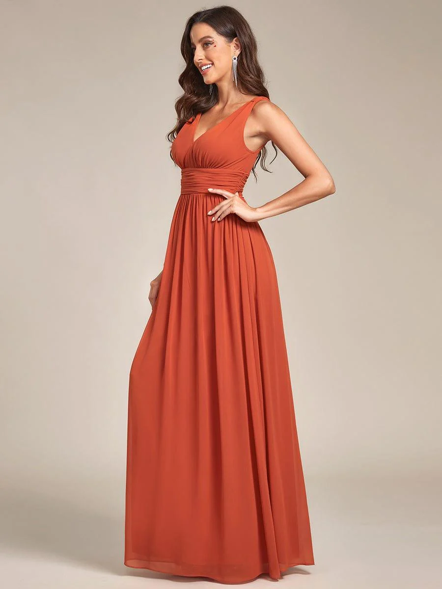 ever HUSH|V Neck Sleeveless Pleated Chiffon Evening Dress - Image 62