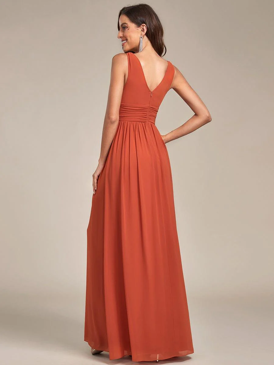 ever HUSH|V Neck Sleeveless Pleated Chiffon Evening Dress - Image 7