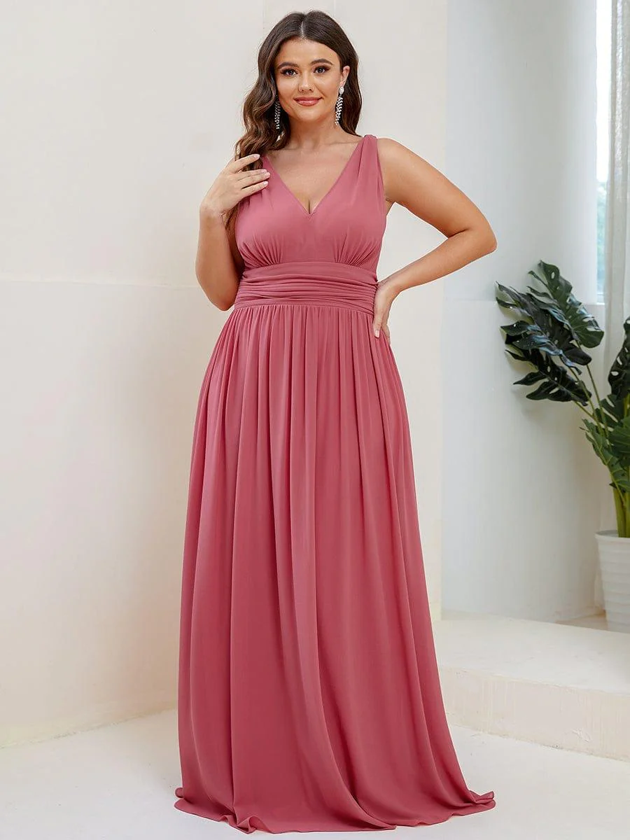 ever HUSH|V Neck Sleeveless Pleated Chiffon Evening Dress - Image 83
