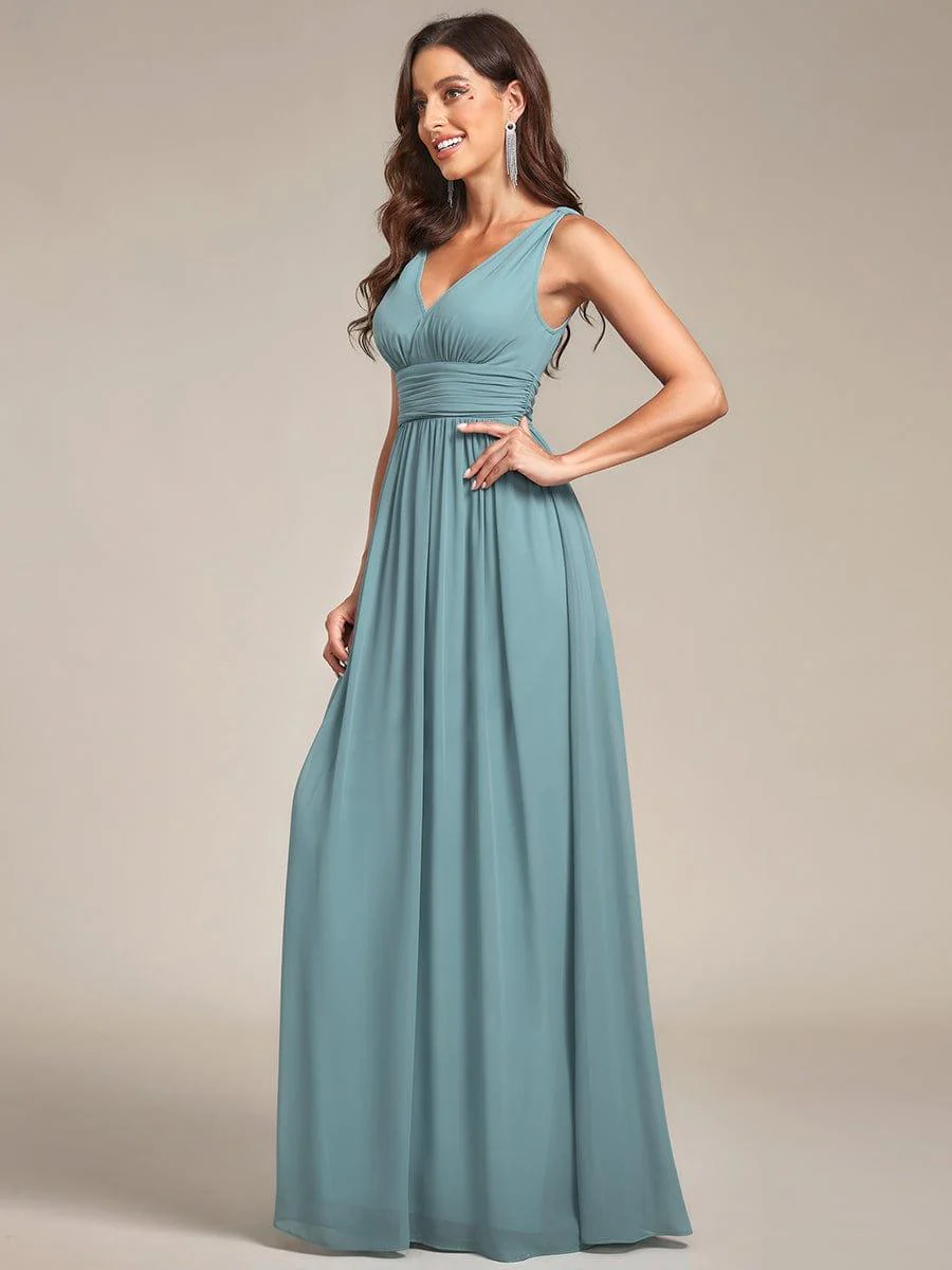 ever HUSH|V Neck Sleeveless Pleated Chiffon Evening Dress - Image 89