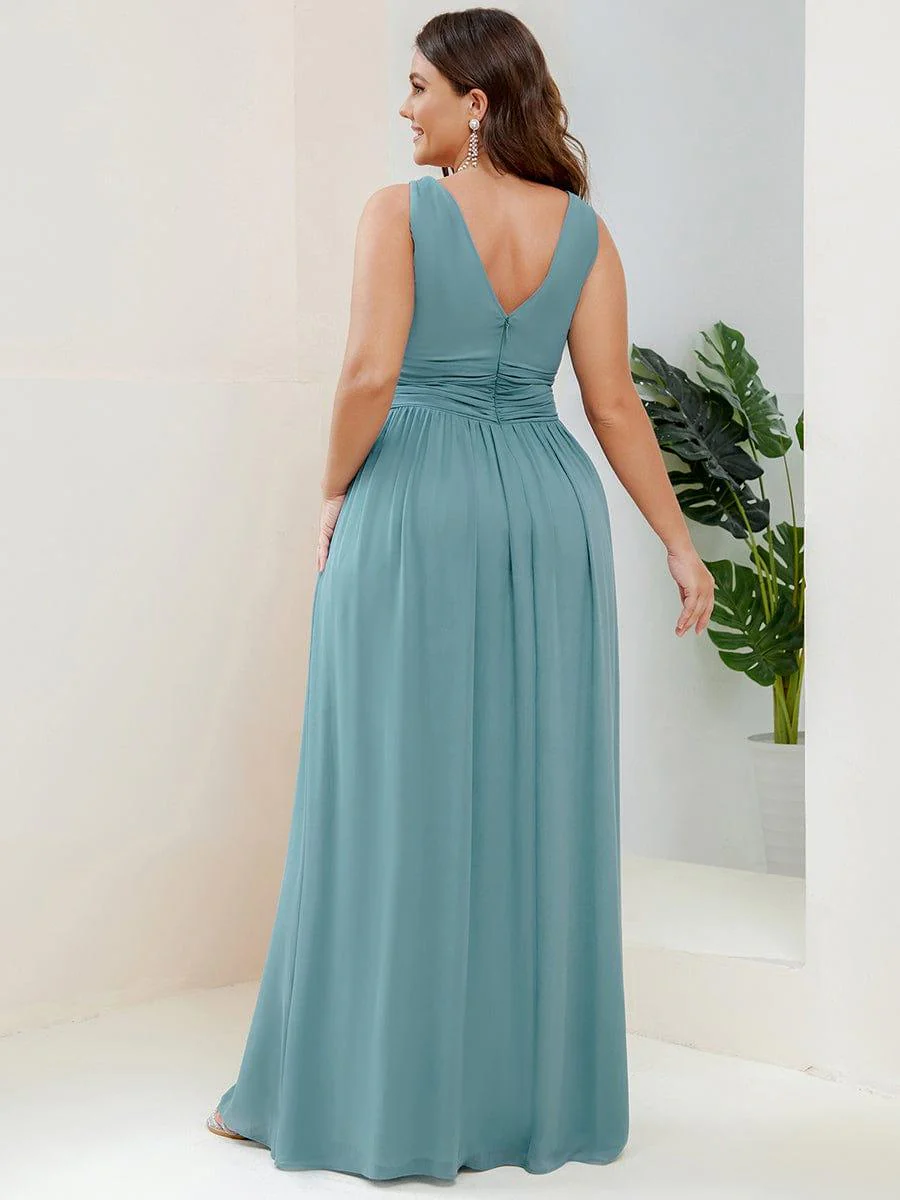 ever HUSH|V Neck Sleeveless Pleated Chiffon Evening Dress - Image 91