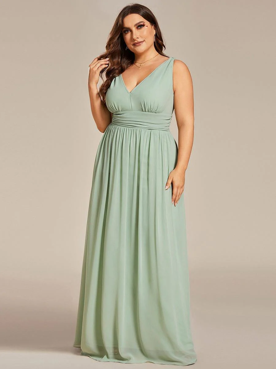 ever HUSH|V Neck Sleeveless Pleated Chiffon Evening Dress - Image 95