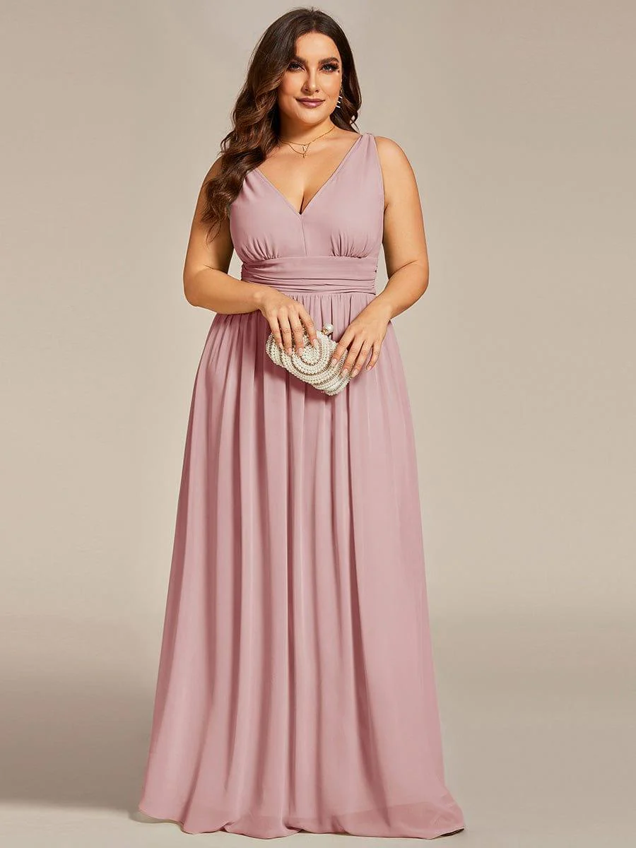 ever HUSH|Elegant V Neck A Line Chiffon Maxi Bridesmaid Dresses - Image 101
