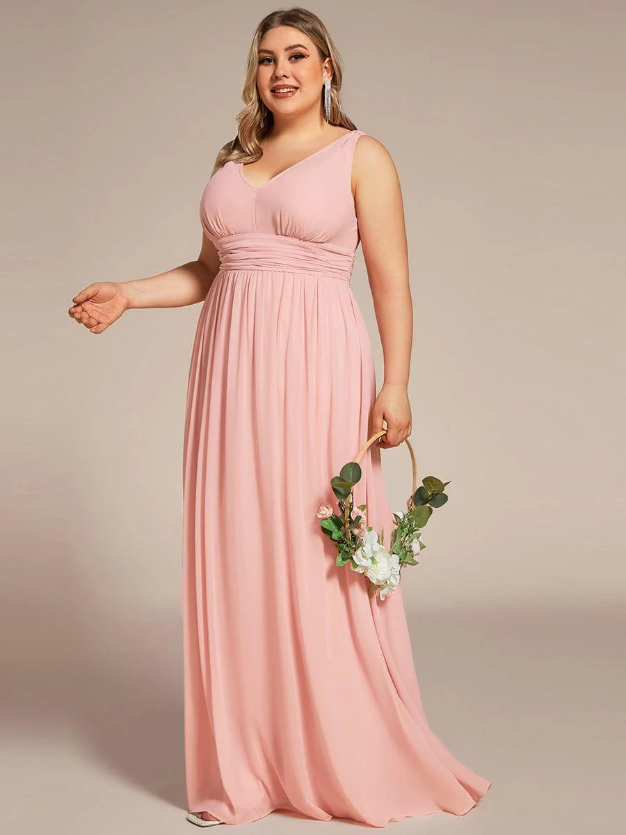 ever HUSH|Elegant V Neck A Line Chiffon Maxi Bridesmaid Dresses - Image 120