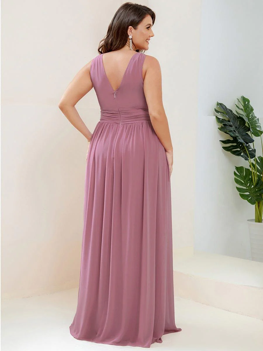 ever HUSH|Elegant V Neck A Line Chiffon Maxi Bridesmaid Dresses - Image 131