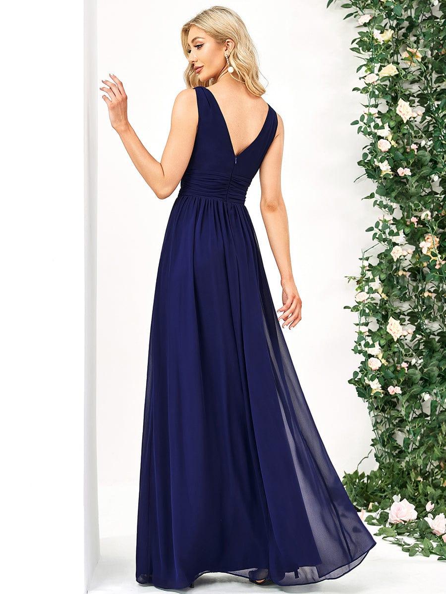 ever HUSH|Elegant V Neck A Line Chiffon Maxi Bridesmaid Dresses - Image 20