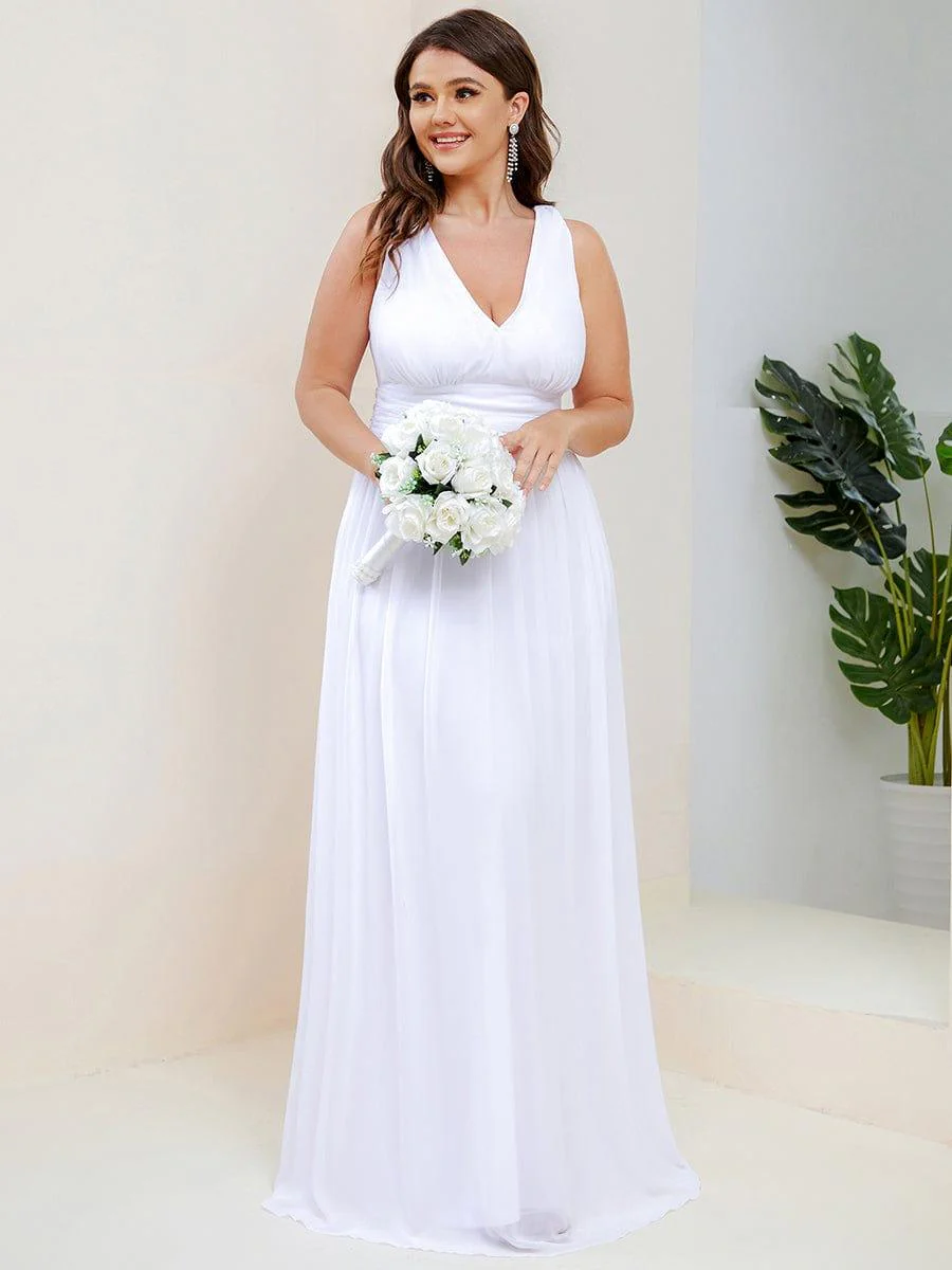 ever HUSH|Elegant V Neck A Line Chiffon Maxi Bridesmaid Dresses - Image 36