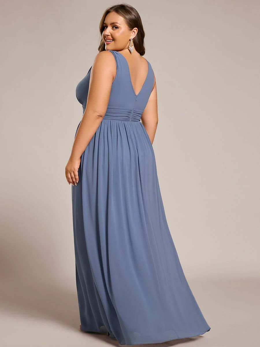 ever HUSH|Elegant V Neck A Line Chiffon Maxi Bridesmaid Dresses - Image 51