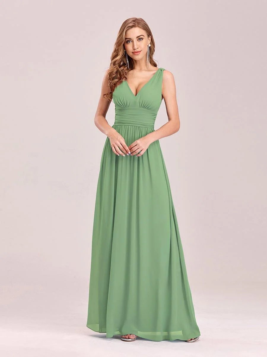 ever HUSH|Elegant V Neck A Line Chiffon Maxi Bridesmaid Dresses - Image 83