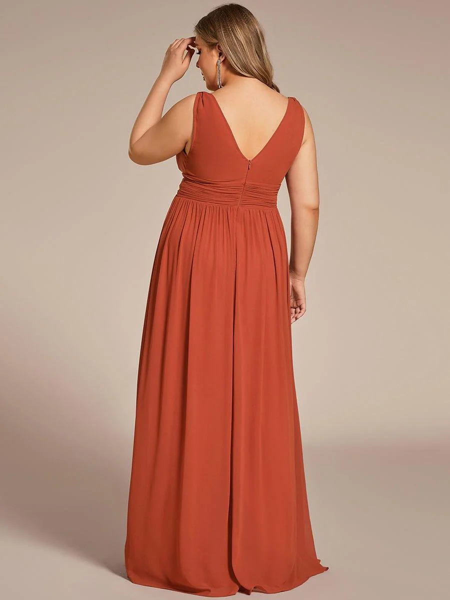 ever HUSH|Elegant V Neck A Line Chiffon Maxi Bridesmaid Dresses - Image 95
