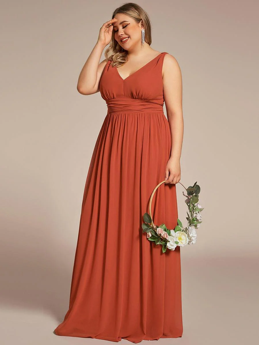 ever HUSH|Elegant V Neck A Line Chiffon Maxi Bridesmaid Dresses - Image 97