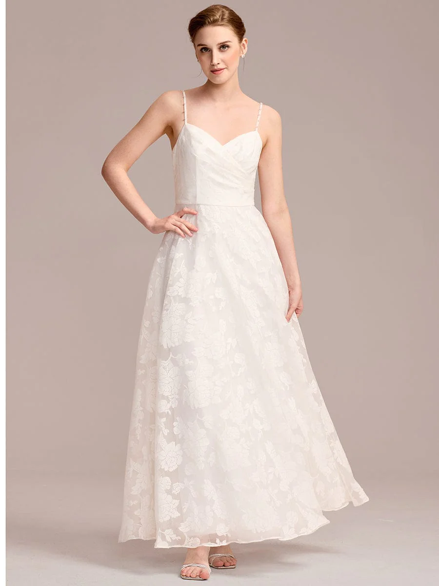 Spaghetti Strap Sweetheart Floral Wedding Dress