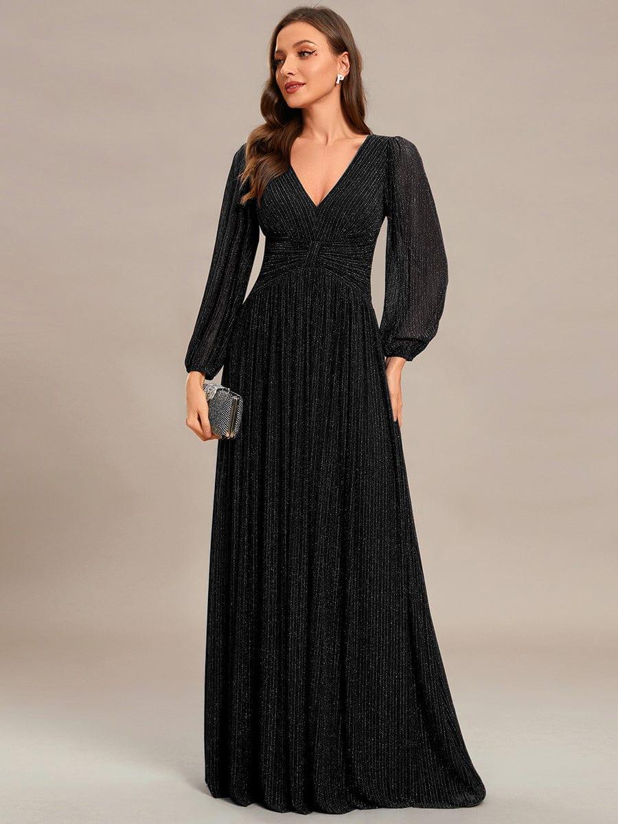 ever BRYM|Sparkle Long Sleeve Wedding Guest Dress with A-line Silhouette