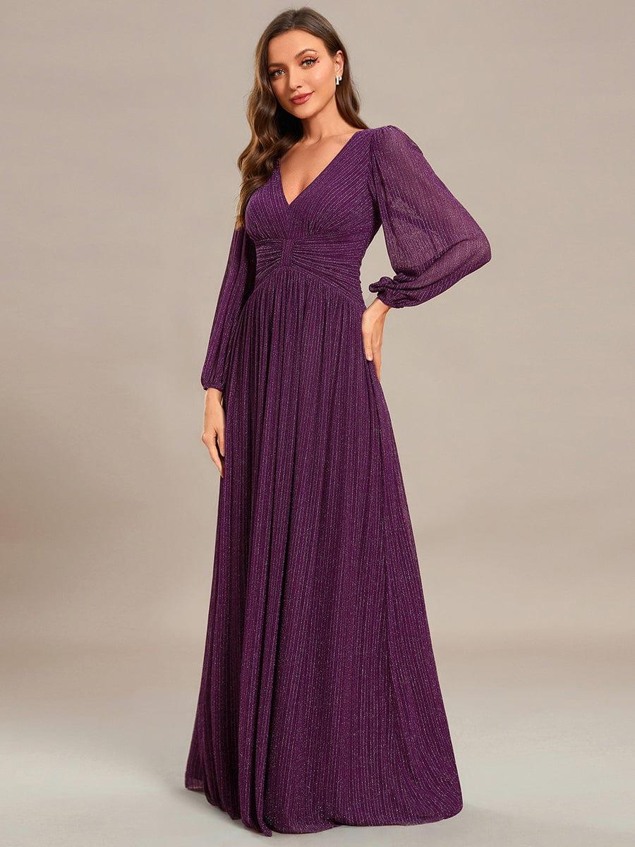 ever BRYM|Sparkle Long Sleeve Wedding Guest Dress with A-line Silhouette - Image 21