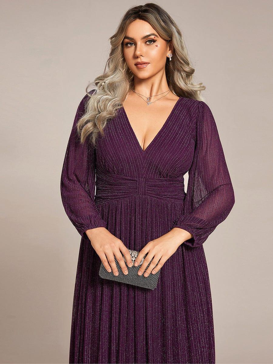 ever BRYM|Sparkle Long Sleeve Wedding Guest Dress with A-line Silhouette - Image 28