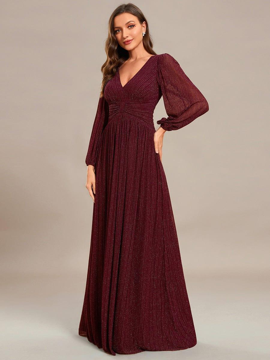 ever BRYM|Sparkle Long Sleeve Wedding Guest Dress with A-line Silhouette - Image 33