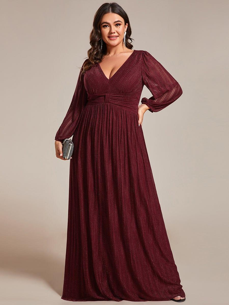 ever BRYM|Sparkle Long Sleeve Wedding Guest Dress with A-line Silhouette - Image 38