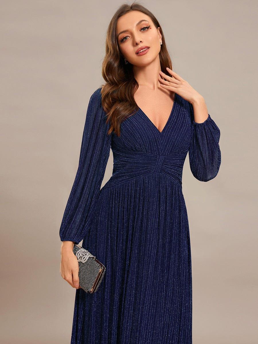 ever BRYM|Sparkle Long Sleeve Wedding Guest Dress with A-line Silhouette - Image 39