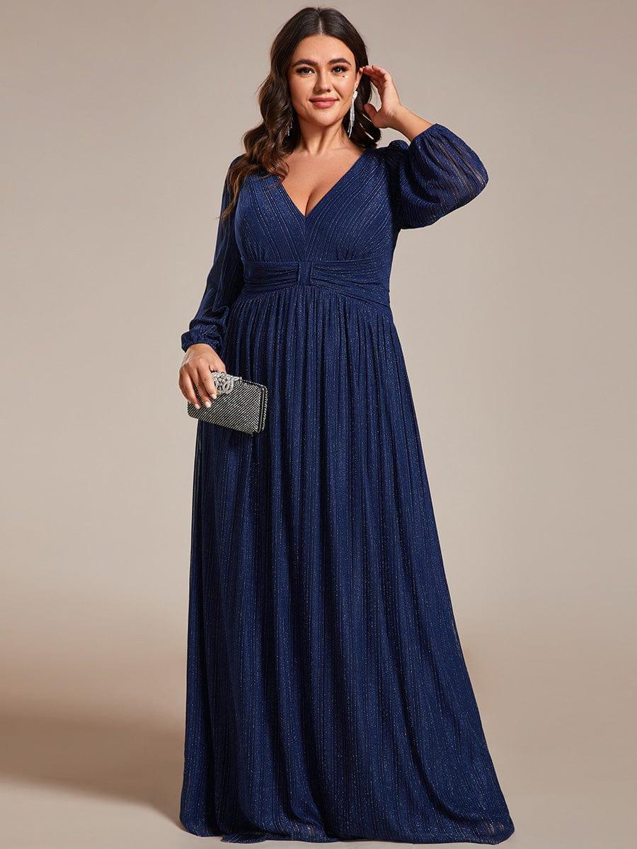 ever BRYM|Sparkle Long Sleeve Wedding Guest Dress with A-line Silhouette - Image 46
