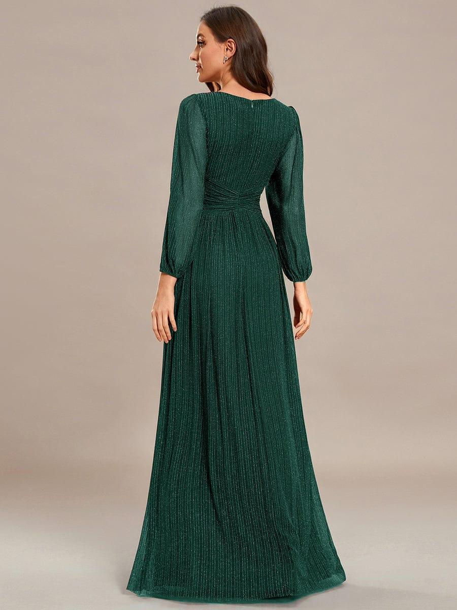 ever BRYM|Sparkle Long Sleeve Wedding Guest Dress with A-line Silhouette - Image 5