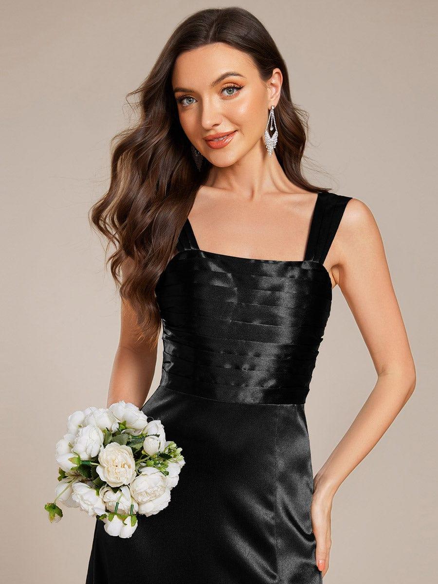 ever NOVALEE|Square Neck Satin Maxi Dress with Slit in Black - Image 3