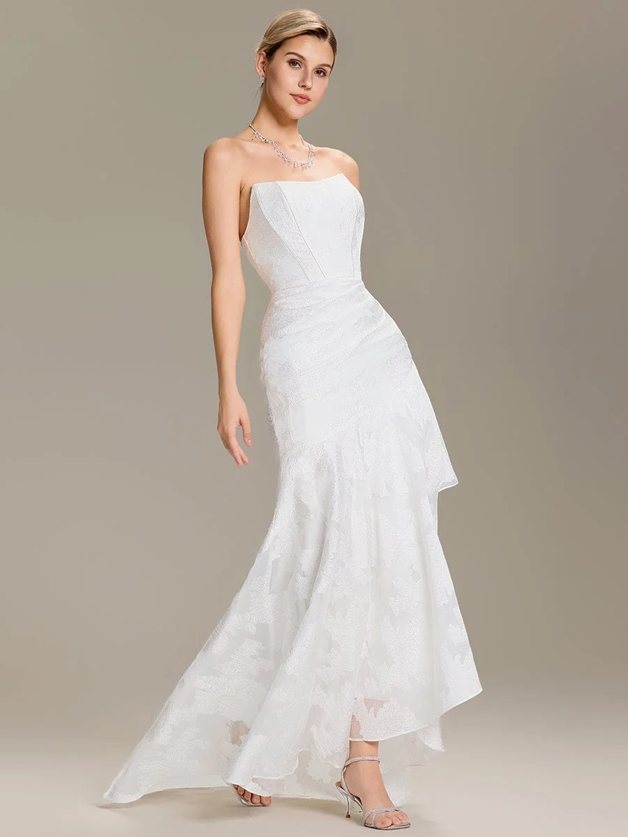 Strapless Fishtail Jacquard Wedding Dress - Image 5