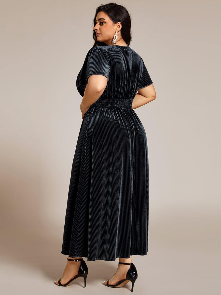 ever AZALEA|Striped Velvet Flutter Sleeves V-Neck Midi Evening Dress - Image 43