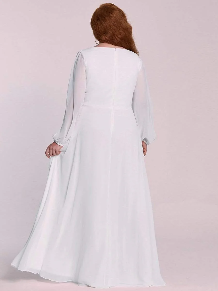 pretty AMOUR | Plus Size Chiffon Evening Dress with Lantern Sleeves - Image 18
