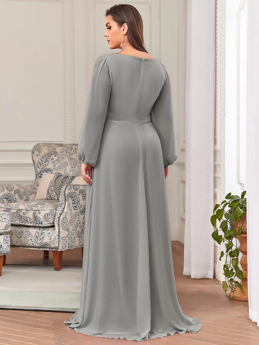 pretty AMOUR | Plus Size Chiffon Evening Dress with Lantern Sleeves - Image 25