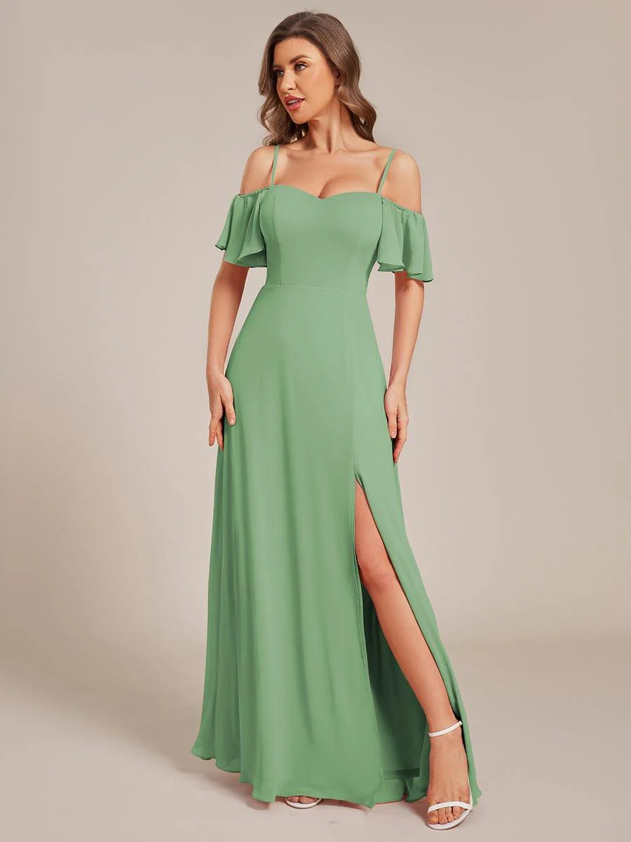 ever REYA|Stylish Cold-Shoulder Floor Length Bridesmaid Dress with Side Slit - Image 100