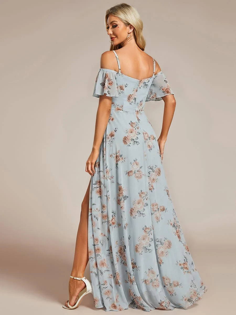 ever REYA|Stylish Cold-Shoulder Floor Length Bridesmaid Dress with Side Slit - Image 144
