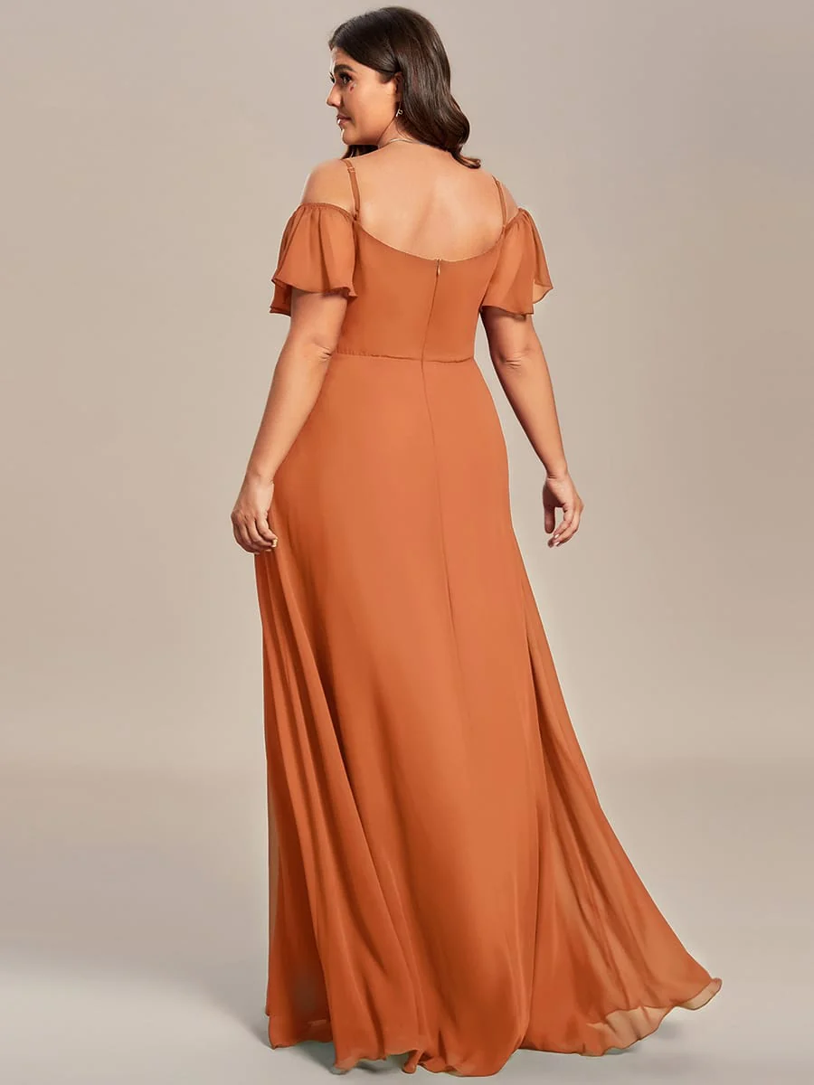 ever REYA|Stylish Cold-Shoulder Floor Length Bridesmaid Dress with Side Slit - Image 153