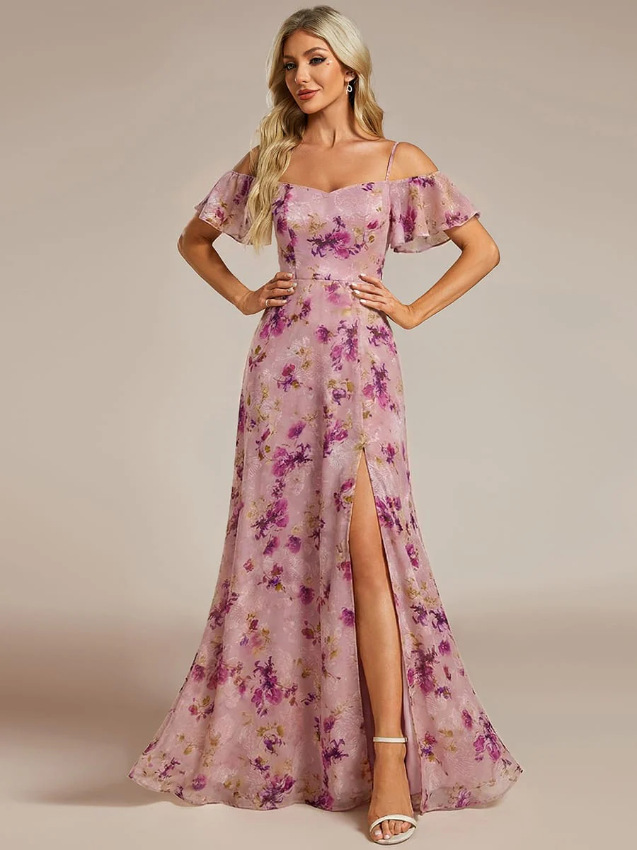 ever REYA|Stylish Cold-Shoulder Floor Length Bridesmaid Dress with Side Slit - Image 155