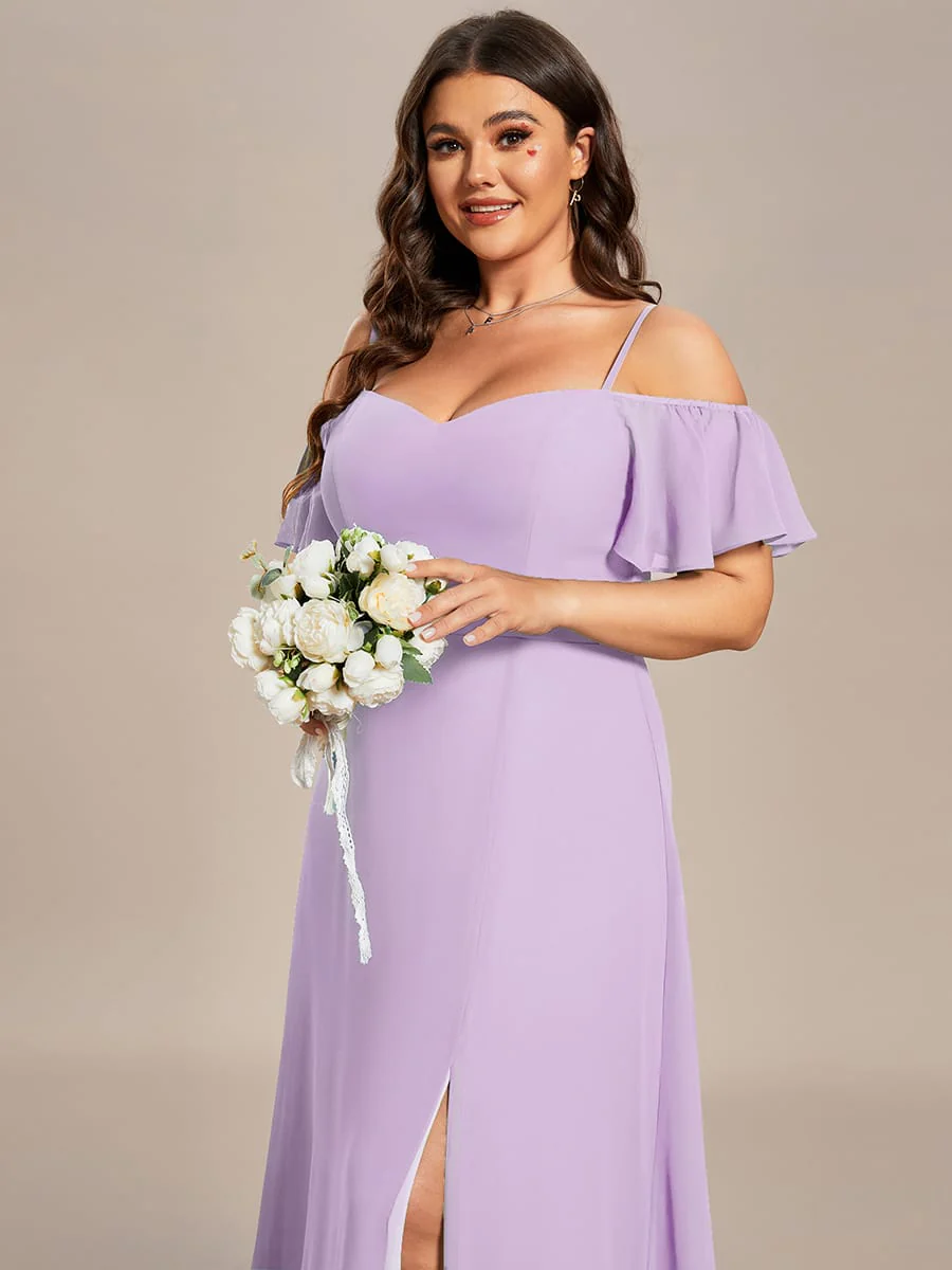 ever REYA|Stylish Cold-Shoulder Floor Length Bridesmaid Dress with Side Slit - Image 180