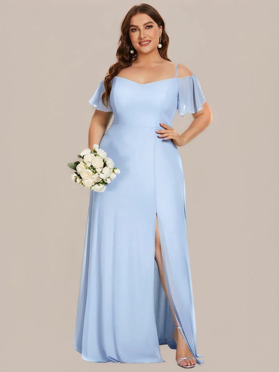 ever REYA|Stylish Cold-Shoulder Floor Length Bridesmaid Dress with Side Slit - Image 187