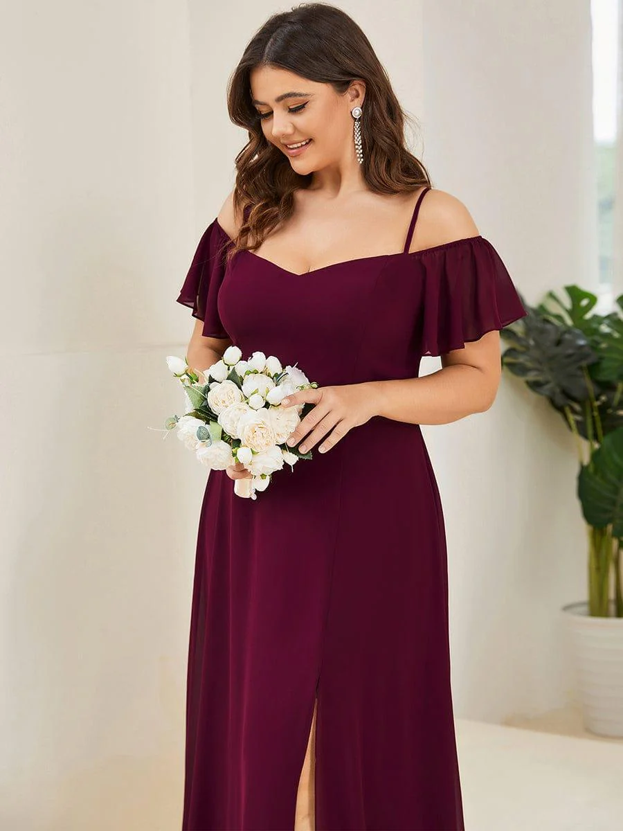 ever REYA|Stylish Cold-Shoulder Floor Length Bridesmaid Dress with Side Slit - Image 38