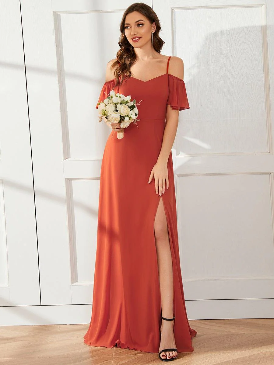 ever REYA|Stylish Cold-Shoulder Floor Length Bridesmaid Dress with Side Slit - Image 41