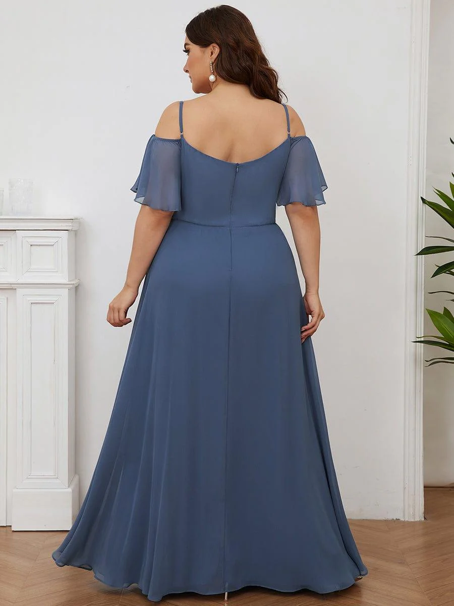 ever REYA|Stylish Cold-Shoulder Floor Length Bridesmaid Dress with Side Slit - Image 52