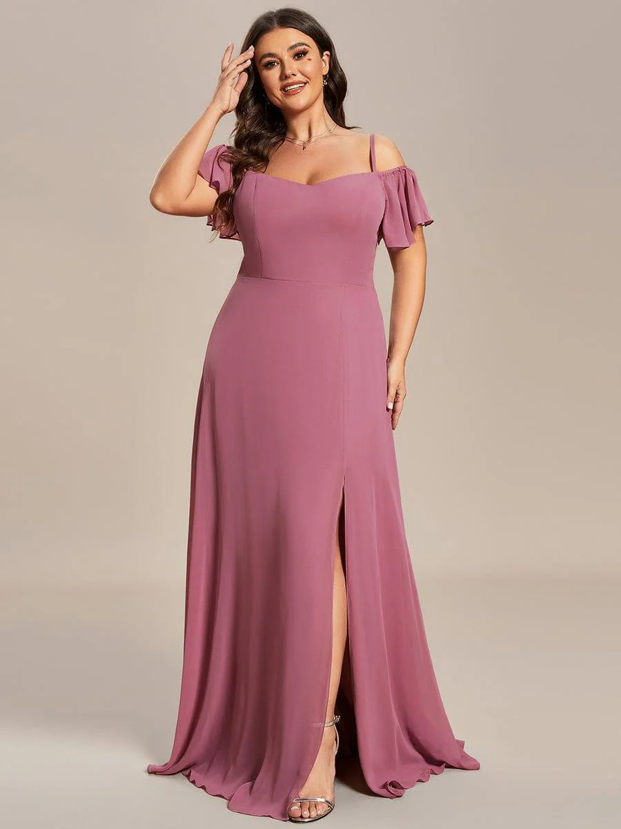 ever REYA|Stylish Cold-Shoulder Floor Length Bridesmaid Dress with Side Slit - Image 64