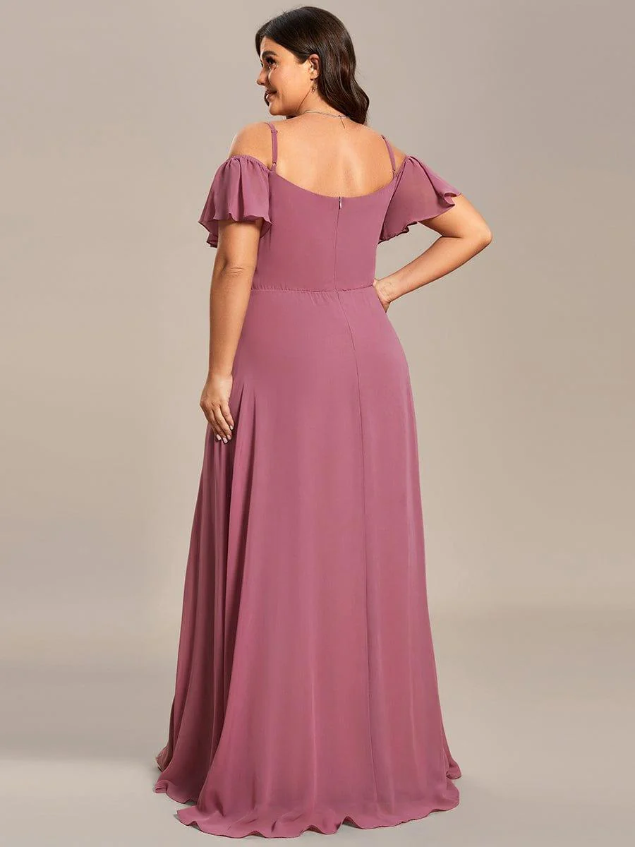 ever REYA|Stylish Cold-Shoulder Floor Length Bridesmaid Dress with Side Slit - Image 65