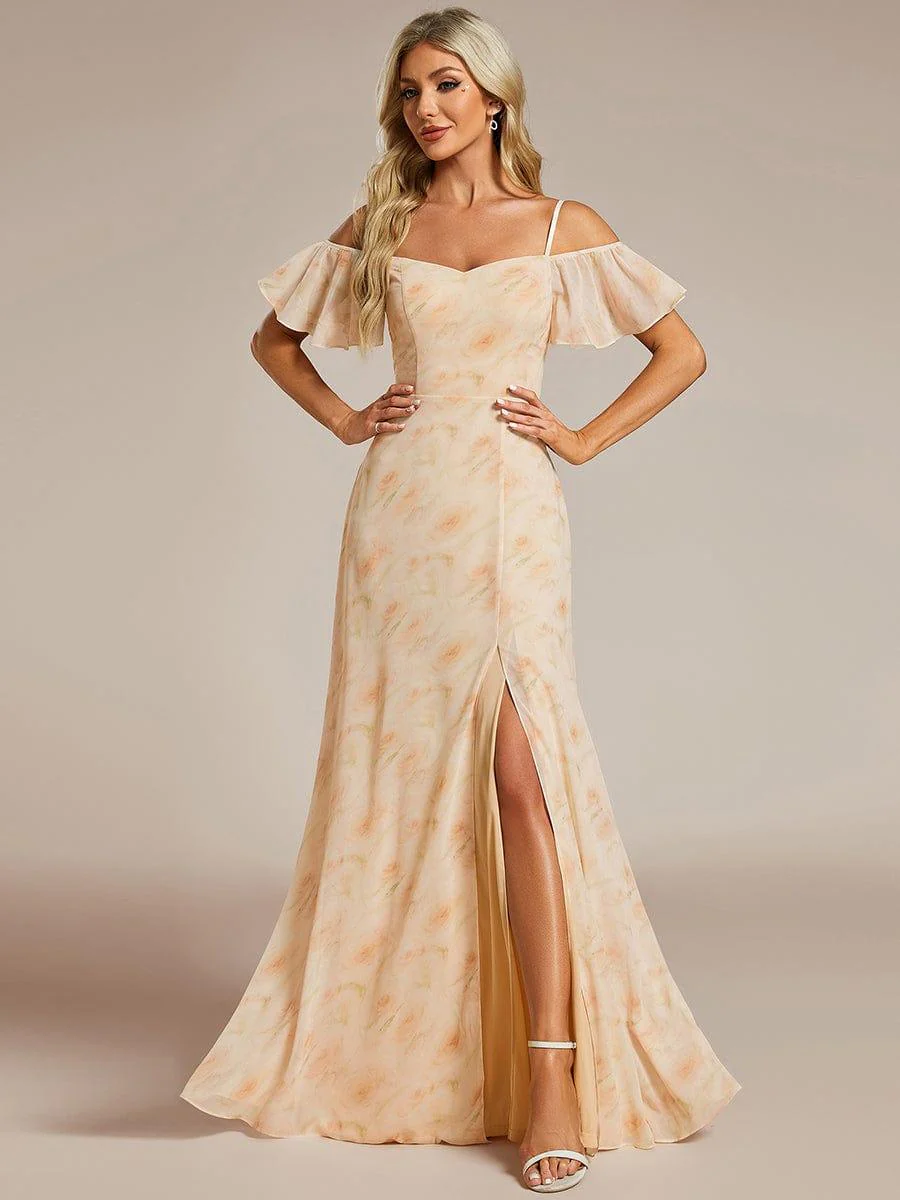 ever REYA|Stylish Cold-Shoulder Floor Length Bridesmaid Dress with Side Slit - Image 70