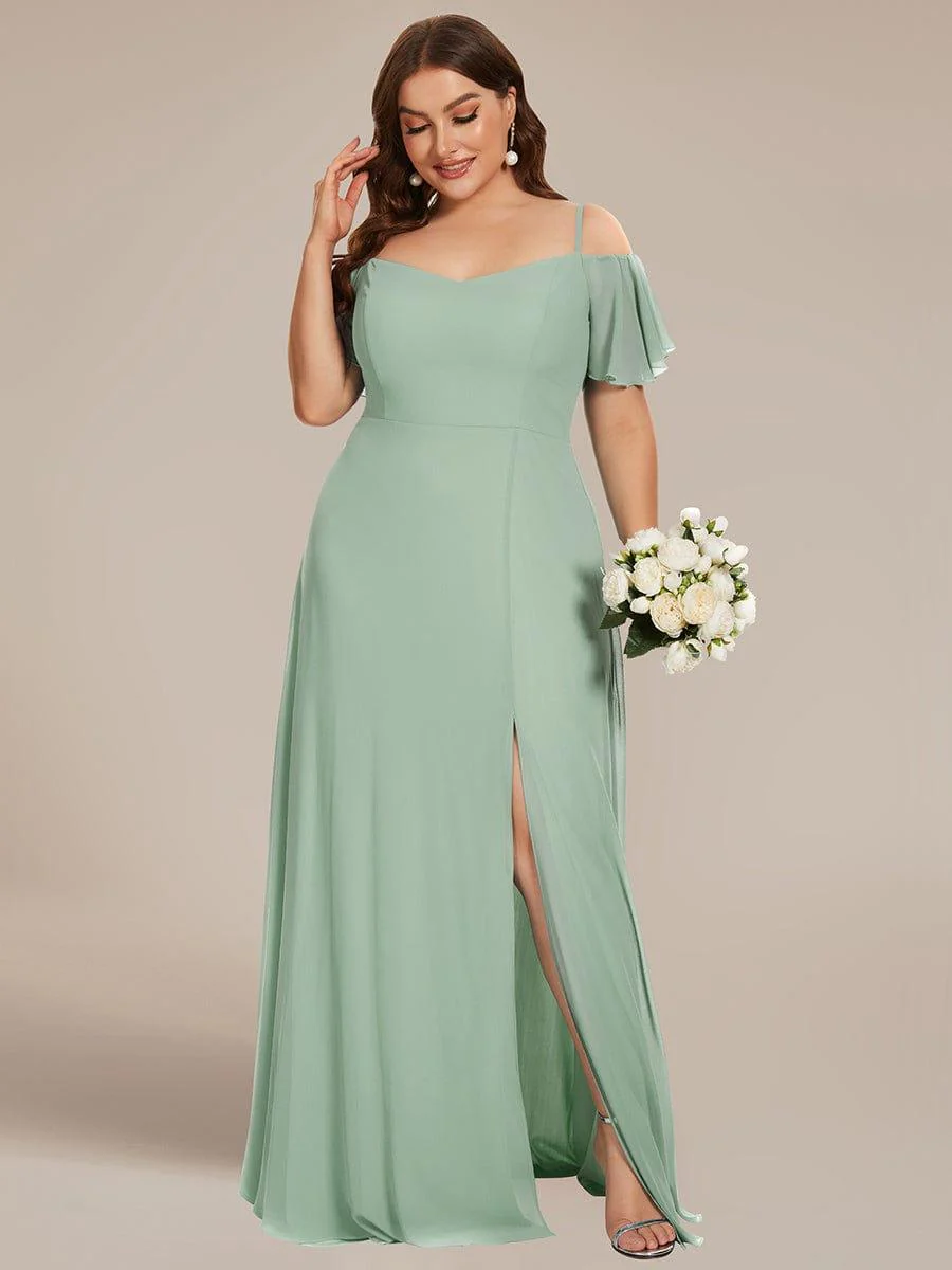 ever REYA|Stylish Cold-Shoulder Floor Length Bridesmaid Dress with Side Slit - Image 78