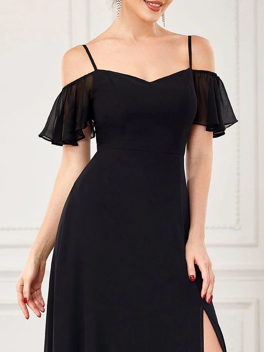 ever REYA|Stylish Cold-Shoulder Floor Length Bridesmaid Dress with Side Slit - Image 85
