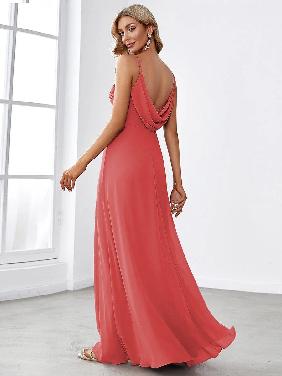 ever NOVA|Sweetheart Draped Back Maxi Bridesmaid Dress - Image 5
