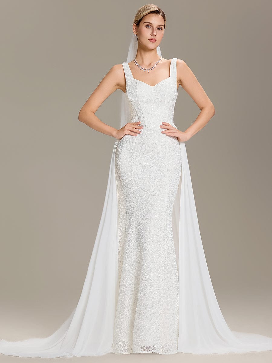 Sweetheart Neck Fishtail Lace Backless Wedding Dresses