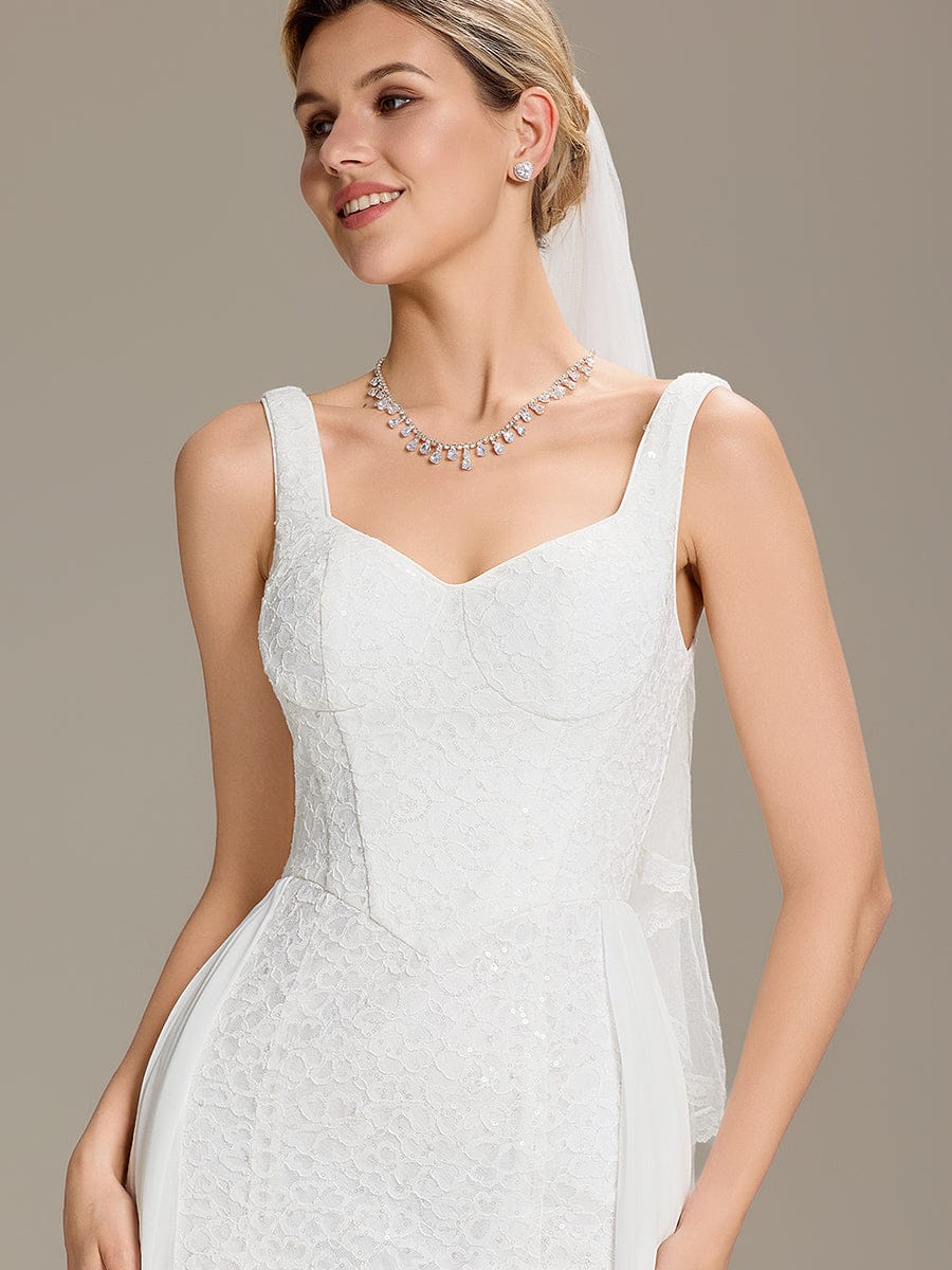 Sweetheart Neck Fishtail Lace Backless Wedding Dresses - Image 3