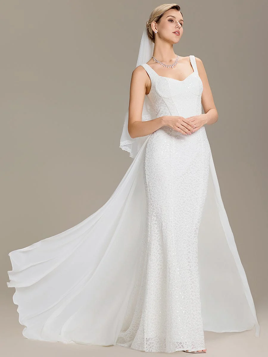 Sweetheart Neck Fishtail Lace Backless Wedding Dresses - Image 5